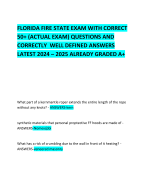 FLORIDA FIRE STATE EXAM WITH CORRECT 50+ (ACTUAL EXAM) QUESTIONS AND CORRECTLY  WELL DEFINED ANSWERS LATEST 2024 – 2025 ALREADY GRADED A+       
