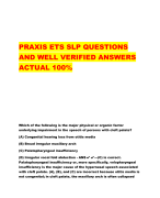 PRAXIS ETS SLP QUESTIONS  AND WELL VERIFIED ANSWERS  ACTUAL 100%