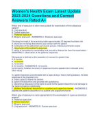 Women's Health Exam Latest Update 2024 Questions and Correct  Answers Rated A+ With Verified Answers