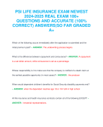 PSI LIFE INSURANCE EXAM NEWEST 2024-2025 REAL EXAM 100+ QUESTIONS AND ACCURATE (100% CORRECT) ANSWERS|SO FAR GRADED A+
