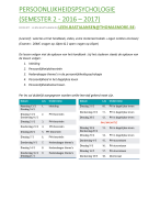 Persoonlijkheidspsychologie (Toegepaste Psychologie 2016 - 2017)