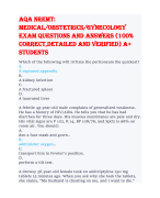 Aqa NREMT: Medical/Obstetrics/Gynecology exam questions and answers (100% correct,detailed and verified) A+ students