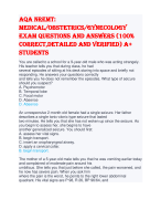 Aqa NREMT: Medical/Obstetrics/Gynecology exam questions and answers (100% correct,detailed and verified) A+ students