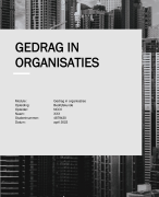 Gedrag in organisaties NCOI bedrijfskunde 