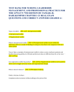 TEST BANK FOR NURSING LEADERSHIP, MANAGEMENT, AND PROFESSIONAL PRACTICE FOR THE LPN/LVN 7TH EDITION BY TAMARA R. DAHLKEMPER CHAPTER 1-21 REAL EXAM QUESTIONS AND CORRECT ANSWERS GRADED A+     