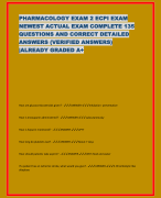 PHARMACOLOGY EXAM 2 ECPI EXAM  NEWEST ACTUAL EXAM COMPLETE 135  QUESTIONS AND CORRECT DETAILED  ANSWERS (VERIFIED ANSWERS)  |ALREADY GRADED A+