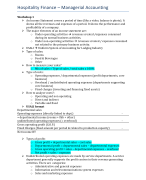 Hospitality Operations Finance Summary