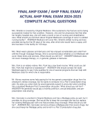 FINAL AHIP EXAM / AHIP FINAL EXAM / ACTUAL AHIP FINAL EXAM 2024-2025 COMPLETE ACTUAL QUESTIONS
