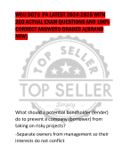 WGU D076 PA LATEST 2024-2025 WITH  200 ACTUAL EXAM QUESTIONS AND 100%  CORRECT ANSWERS GRADED A(BRAND  NEW)