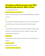 Nj boating certificate practice exam 2024| Questions and Answers, 100% Correct