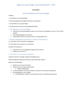 Samenvatting Algemene Psychologie 2023-2024