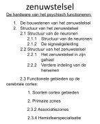Samenvatting algemene psychologie hoofdstuk 2 zenuwstelsel