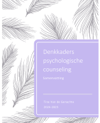 Samenvatting Denkkaders Psychologische Counseling