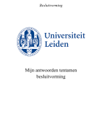 Antwoorden Tentamen Besluitvorming - Management Publieke Sector! Cijfer 7,8