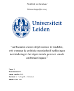 Wetenschappelijke Essay - Politiek en Bestuur Master Management Publieke Sector! Cijfer: 9