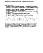 Hoofdlijnen literatuur/werkgroepen/tips essays Critical studies of management and innovation