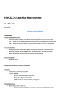 PSYC2217 Cognitive Neuroscience Lecture 1 
