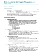 International Strategic Management Summary Lectures (lecture notes included)