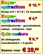 Keuzeopdrachten voor groep 4-5-6-7-8 - alle maanden + vakken + 24 quiz-woordzoekers