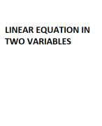 CLASS NOTE ON LINEAR EQUATION IN TWO VARIABLES