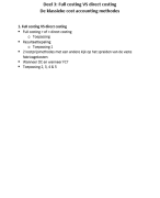 Samenvatting Financiële planning Deel 3: Full costing VS direct costing KDG EPM1
