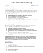 Notes Lectures Consumer Decision Making
