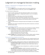 Summary 'Judgment in Managerial Decision Making' and 14 articles