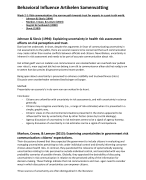 Samenvatting Artikelen Behavioral Influence