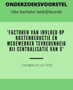 Voorbeeld onderzoeksvoorstel NCOI bedrijfskunde goedgekeurd centralisering