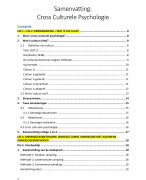 Samenvatting Cross culturele psychologie 2018 - 2019