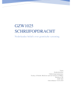 GZW1025 Schrijfopdracht Nederlandse beliefs over genetische screening