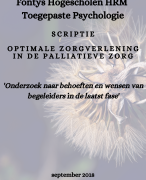 Scriptie optimaliseren palliatieve zorg Stichting X Fontys Toegepaste Psychologie