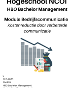 NCOI Module Bedrijfscommunicatie Geslaagd (8,0) 2021. Kostenreductie door verbeteren communicatie.