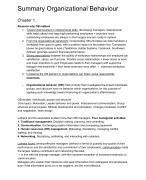 Organizational Behaviour Summary Chapter 1-8 (Midterm)