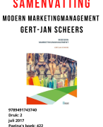 Samenvatting modern marketingmanagement Scheers 2e druk 2017 - 85 pagina's - Hele boek