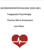Gezondheidspsychologie 2020-2021 Toegepaste psychologie
