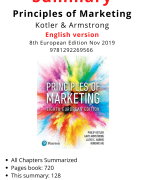 Summary Principles Of Marketing 8th European Edition 2019 Kotler Keller - All Chapters