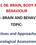Objectives and Approaches of Neurological Assessments Lecture Notes