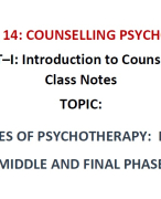 Courses of Psychotherapy Lecture Notes