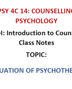 Evaluation of Psychotherapy Lecture Notes