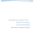 Hoorcolleges Patient Centered Communication - Motivational Interviewing (minor Fysiotherapie & Kinde