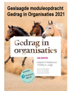 NCOI geslaagde moduleopdracht Gedrag in Organisaties - Cijfer 8 - Oktober 2021