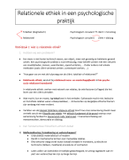 Samenvatting - Relationele Ethiek in een Psychologische Praktijk/Beroepsethiek (2021-2022)