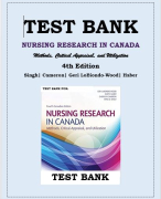 TEST BANK FOR NURSING RESEARCH IN CANADA: Methods, Critical Appraisal, and Utilization, 4TH EDITION LoBiondo-Wood ISBN: 9781771720984