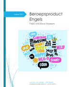 Beroepsproduct Engels (PABO verkorte deeltijd) | Cijfer 8,1