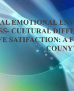  Positive Psychology ''SOCIETAL EMOTIONAL ENVIRONMETS  AND CROSS- CULTURAL DIFFERENCES IN  LIFE SATI