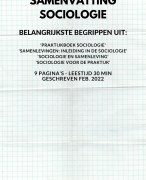 Super beknopte samenvatting Sociologie - 4 samenvattingen samengevoegd - belangrijkste kernbegrippen voor tentamen