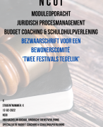 NCOI voorbeeld geslaagde bezwaarbrief 'twee festivals tegelijk'- moduleopdracht juridisch procesmanagement budget coaching en schuldhulpverlening - Geslaagd feb. 2022