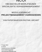 NCOI geslaagde module projectmanagementvaardigheden 2022 - Ontwerp van een beter archief voor farmaceutisch bedrijf - Geslaagd maart 2022 - Cijfer 8