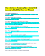 Hypertension Nursing Questions With Answers Well Clarified (A+ Grade)